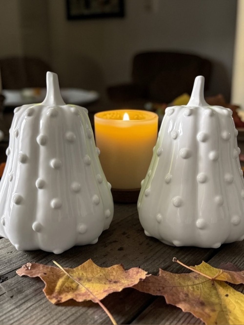 NWT Southern Living Milk White Hobnail Pumpkin Gourds Set